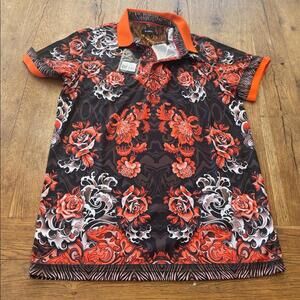 Barabas Men's Multicolor Print Polo Button Short Sleeve Shirt